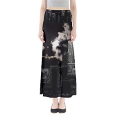 City Night Moon Skyline Skyscraper Full Length Maxi Skirt