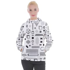 Pattern Hipster Abstract Form Geometric Line Variety Shapes Polkadots Fashion Style Seamless Women s Hooded Pullover by Grandong