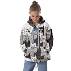 Cute Cat Hand Drawn Cartoon Style Kids  Oversized Hoodie by Grandong
