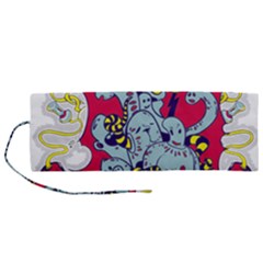 Fresh Urban Cartoon Monster Illustration Cartoon Character Text Roll Up Canvas Pencil Holder (m)