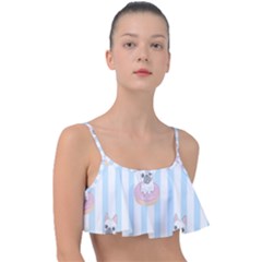French Bulldog Dog Seamless Pattern Frill Bikini Top