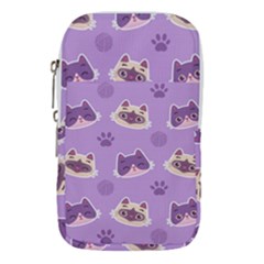 Cute Colorful Cat Kitten With Paw Yarn Ball Seamless Pattern Waist Pouch (large) by Bedest