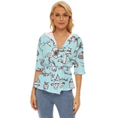 June Doodle Tropical Beach Sand Lightweight Drawstring Hooded Top by Apen