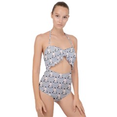Zebra Wildlife Animal Mammal Scallop Top Cut Out Swimsuit by Apen