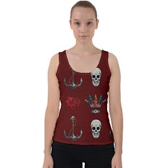 Tattoo Old School Background Pattern Velvet Tank Top by Bedest