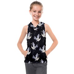 Crane Pattern Kids  Sleeveless Hoodie by Bedest