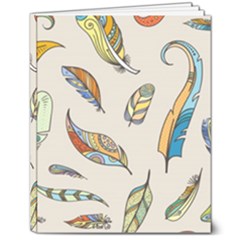 Vector Boho Doodle Feathers Seamless Pattern Illustration 8  X 10  Hardcover Notebook by Hannah976