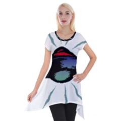 Alien Unidentified Flying Object Ufo Short Sleeve Side Drop Tunic