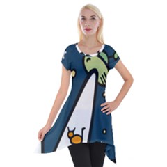Ufo Alien Unidentified Flying Object Short Sleeve Side Drop Tunic