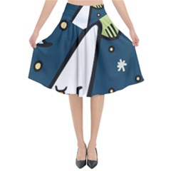Ufo Alien Unidentified Flying Object Flared Midi Skirt by Sarkoni