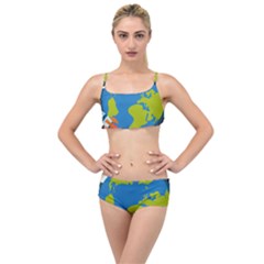Spaceship Design Layered Top Bikini Set