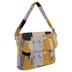 Seamless Pattern Cute Cat Cartoons Buckle Messenger Bag