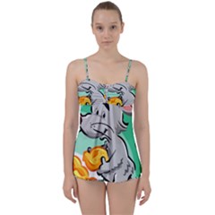Mouse Cheese Tail Rat Mice Hole Babydoll Tankini Set by Sarkoni