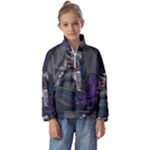 Illustration Astronaut Cosmonaut Paying Skateboard Sport Space With Astronaut Suit Kids  Half Zip Hoodie