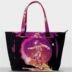 Astronaut Spacesuit Standing Surfboard Surfing Milky Way Stars Back Pocket Shoulder Bag  by Ndabl3x