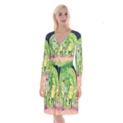 Rick And Morty Adventure Time Cartoon Long Sleeve Velvet Front Wrap Dress by Bedest