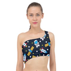 Seamless Adventure Space Vector Pattern Background Spliced Up Bikini Top  by Hannah976