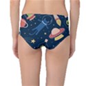 Seamless Pattern With Funny Aliens Cat Galaxy Mid-Waist Bikini Bottoms View2