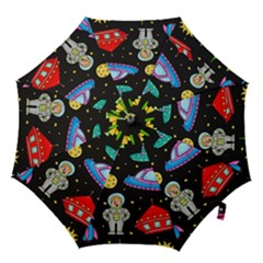 Seamless Pattern With Space Objects Ufo Rockets Aliens Hand Drawn Elements Space Hook Handle Umbrellas (small) by Hannah976
