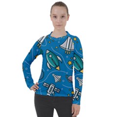 About Space Seamless Pattern Women s Pique Long Sleeve T-shirt
