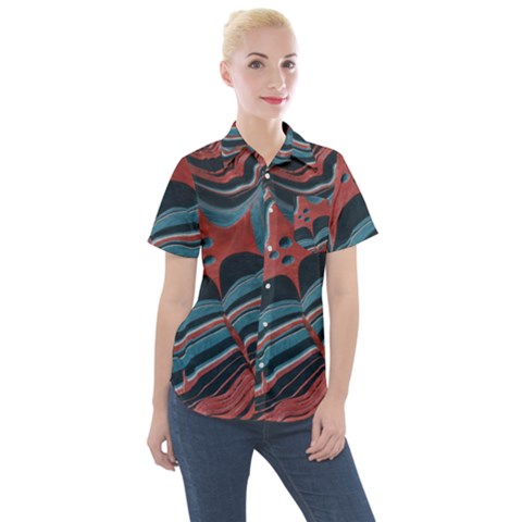 Dessert Land  pattern  All Over Print Design Women s Short Sleeve Pocket Shirt by coffeus