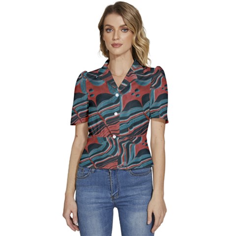 Dessert Land  pattern  All Over Print Design Puffed Short Sleeve Button Up Jacket by coffeus