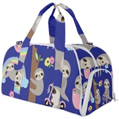 Hand Drawn Cute Sloth Pattern Background Burner Gym Duffel Bag by Hannah976