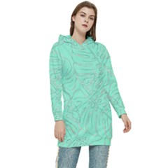 Ocean Monstera Women s Long Oversized Pullover Hoodie by ConteMonfrey