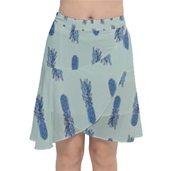 Blue King Pineapple  Chiffon Wrap Front Skirt