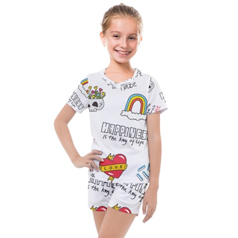Abstract Fashion Background Suitable Fabric Printing Kids  Mesh T-shirt And Shorts Set by Apen