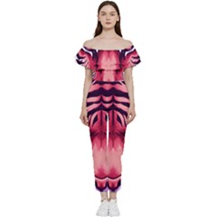 Tiger Design Bardot Ruffle Jumpsuit