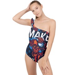 Make Devil Discovery  Frilly One Shoulder Swimsuit by Saikumar