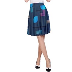 Gradient Geometric Shapes Dark Background A-line Skirt