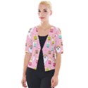 Corgi Bubble Boba Tea Pink Pattern Cropped Button Cardigan View1