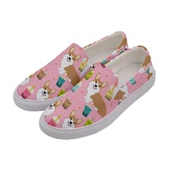 Corgi Bubble Boba Tea Pink Pattern Women s Canvas Slip Ons by Cendanart
