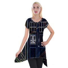 Tardis Doctor Who Magic Travel Macine Fantasy Short Sleeve Side Drop Tunic