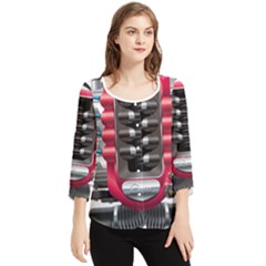 Car Engine Chiffon Quarter Sleeve Blouse by Ket1n9