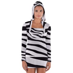 White Tiger Skin Long Sleeve Hooded T-shirt