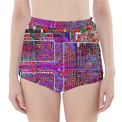 Technology Circuit Board Layout Pattern High-waisted Bikini Bottoms by Ket1n9
