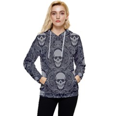 Dark Horror Skulls Pattern Women s Lightweight Drawstring Hoodie by Ket1n9