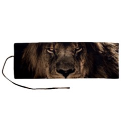 African Lion Mane Close Eyes Roll Up Canvas Pencil Holder (m) by Ket1n9