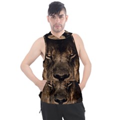 African Lion Mane Close Eyes Men s Sleeveless Hoodie by Ket1n9