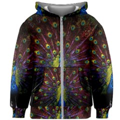 Beautiful Peacock Feather Kids  Zipper Hoodie Without Drawstring by Ket1n9