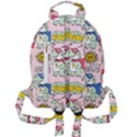 Seamless Pattern With Many Funny Cute Superhero Dinosaurs T-rex Mask Cloak With Comics Style Inscrip Mini Full Print Backpack View2