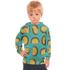 Taco Drawing Background Mexican Fast Food Pattern Kids  Hooded Pullover by Ket1n9