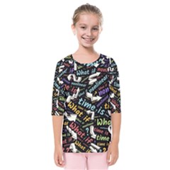 Time Nonlinear Curved Linear Kids  Quarter Sleeve Raglan T-shirt