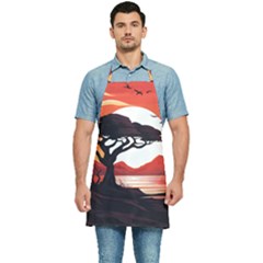 Tree Lake Bird Kitchen Apron by Bedest