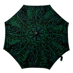 Circuits Circuit Board Green Hook Handle Umbrellas (medium) by Ndabl3x