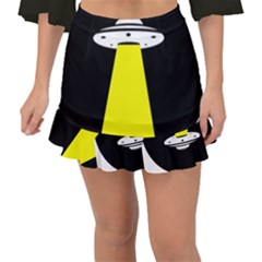 Ufo Flying Saucer Extraterrestrial Fishtail Mini Chiffon Skirt by Cendanart