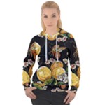 Embroidery Blossoming Lemons Butterfly Seamless Pattern Women s Overhead Hoodie
